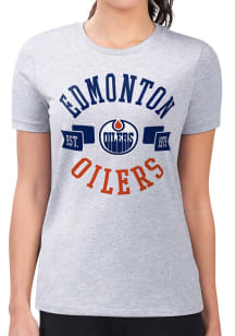 4Her Edmonton Oilers Womens Grey City Fitted Short Sleeve T-Shirt