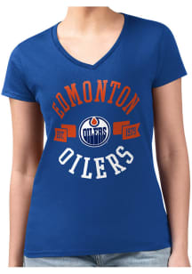 4Her Edmonton Oilers Womens Blue City Fitted Short Sleeve T-Shirt