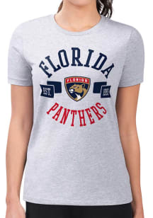 4Her Florida Panthers Womens Grey City Fitted Design Short Sleeve T-Shirt