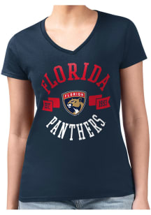 4Her Florida Panthers Womens Navy Blue City Fitted Design Short Sleeve T-Shirt