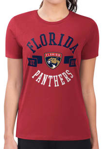 4Her Florida Panthers Womens Red City Fitted Design Short Sleeve T-Shirt