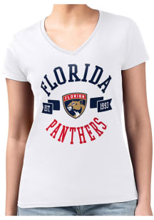 4Her Florida Panthers Womens White City Fitted Design Short Sleeve T-Shirt