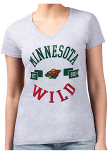 4Her Minnesota Wild Womens Grey City Fitted Short Sleeve T-Shirt