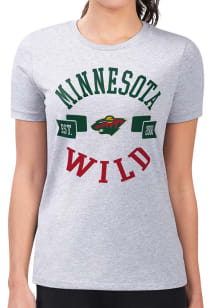 4Her Minnesota Wild Womens Grey City Fitted Design Short Sleeve T-Shirt