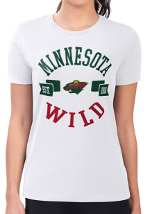 4Her Minnesota Wild Womens White City Fitted Design Short Sleeve T-Shirt