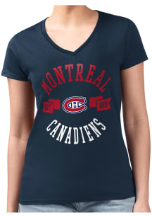 4Her Montreal Canadiens Womens Navy Blue City Fitted Design Short Sleeve T-Shirt