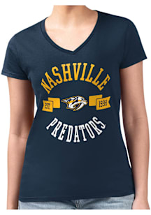 4Her Nashville Predators Womens Navy Blue City Fitted Short Sleeve T-Shirt