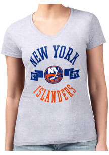 4Her New York Islanders Womens Grey City Fitted Design Short Sleeve T-Shirt