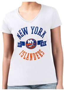 4Her New York Islanders Womens White City Fitted Short Sleeve T-Shirt