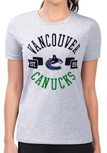 4Her Vancouver Canucks Womens Grey City Fitted Short Sleeve T-Shirt
