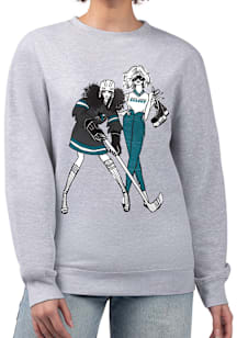 4Her San Jose Sharks Womens Grey Hockey Girls Crew Sweatshirt