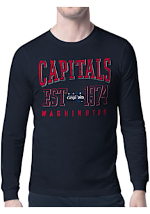 Starter Washington Capitals Navy Blue Retro Long Sleeve T Shirt