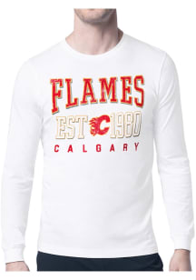 Starter Calgary Flames White Retro Long Sleeve T Shirt