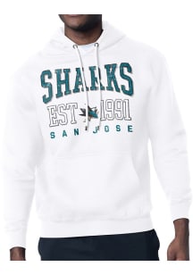 Starter San Jose Sharks Mens White Retro Long Sleeve Hoodie