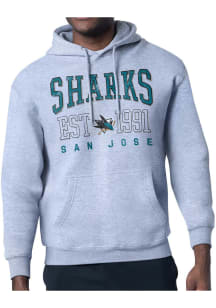 Starter San Jose Sharks Mens Grey Retro Long Sleeve Hoodie