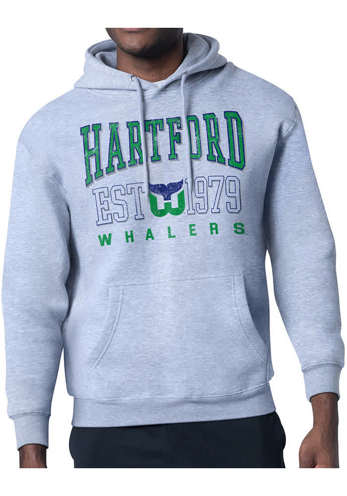 Starter Hartford Whalers Mens HEATHER GREY Retro Hoodie - 434407982