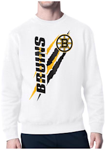 Starter Boston Bruins Mens White Color Scratch Long Sleeve Crew Sweatshirt