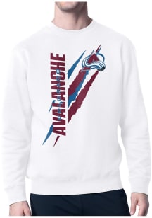 Starter Colorado Avalanche Mens White Color Scratch Long Sleeve Crew Sweatshirt