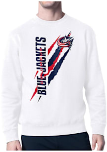 Starter Columbus Blue Jackets Mens White Color Scratch Long Sleeve Crew Sweatshirt