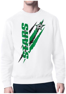 Starter Dallas Stars Mens White Color Scratch Long Sleeve Crew Sweatshirt