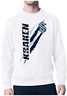 Starter Seattle Kraken Mens White Color Scratch Long Sleeve Crew Sweatshirt