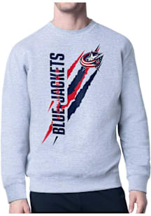 Starter Columbus Blue Jackets Mens Grey Color Scratch Long Sleeve Crew Sweatshirt