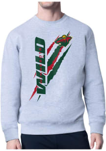 Starter Minnesota Wild Mens Grey Color Scratch Long Sleeve Crew Sweatshirt