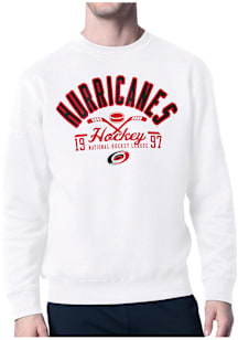 Starter Carolina Hurricanes Mens White Half Ball Long Sleeve Crew Sweatshirt