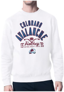 Starter Colorado Avalanche Mens White Half Ball Long Sleeve Crew Sweatshirt