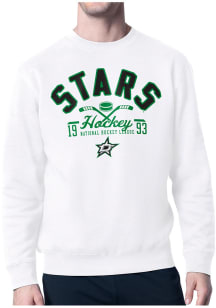 Starter Dallas Stars Mens White Half Ball Long Sleeve Crew Sweatshirt