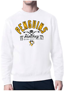 Starter Pittsburgh Penguins Mens White Half Ball Long Sleeve Crew Sweatshirt