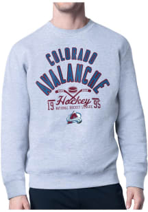 Starter Colorado Avalanche Mens Grey Half Ball Long Sleeve Crew Sweatshirt
