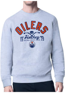 Starter Edmonton Oilers Mens Grey Half Ball Long Sleeve Crew Sweatshirt