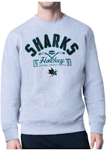 Starter San Jose Sharks Mens Grey Half Ball Long Sleeve Crew Sweatshirt
