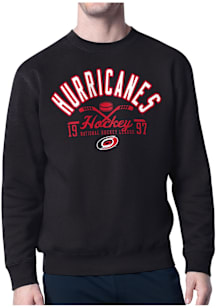 Starter Carolina Hurricanes Mens Black Half Ball Long Sleeve Crew Sweatshirt