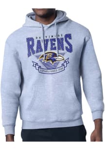 Starter Baltimore Ravens Mens Grey Mesh 80s Logo Long Sleeve Hoodie
