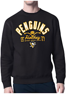 Starter Pittsburgh Penguins Mens Black Half Ball Long Sleeve Crew Sweatshirt