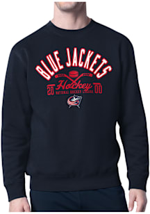 Starter Columbus Blue Jackets Mens Navy Blue Half Ball Long Sleeve Crew Sweatshirt