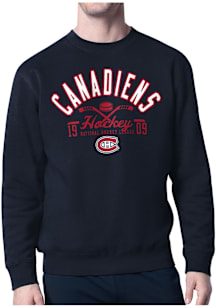 Starter Montreal Canadiens Mens Navy Blue Half Ball Long Sleeve Crew Sweatshirt