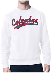 Starter Columbus Blue Jackets Mens White Tailsweep Long Sleeve Crew Sweatshirt
