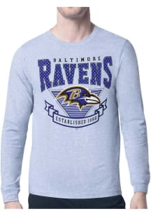 Starter Baltimore Ravens Grey Mesh 80s Logo Long Sleeve T Shirt