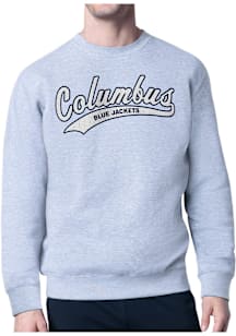 Starter Columbus Blue Jackets Mens Grey Tailsweep Long Sleeve Crew Sweatshirt