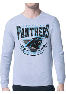 Starter Carolina Panthers Grey Mesh 80s Logo Long Sleeve T Shirt