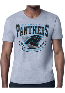 Starter Carolina Panthers Grey Mesh 80s Logo Short Sleeve T Shirt