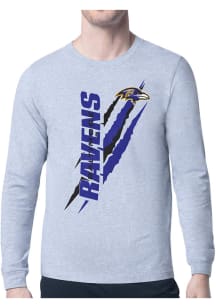 Starter Baltimore Ravens Grey Color Scratch Long Sleeve T Shirt