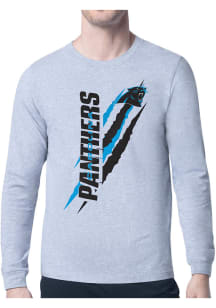 Starter Carolina Panthers Grey Color Scratch Long Sleeve T Shirt