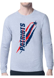 Starter New England Patriots Grey Color Scratch Long Sleeve T Shirt