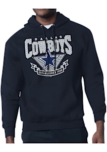 Starter Dallas Cowboys Mens Navy Blue Mesh 80s Logo Long Sleeve Hoodie