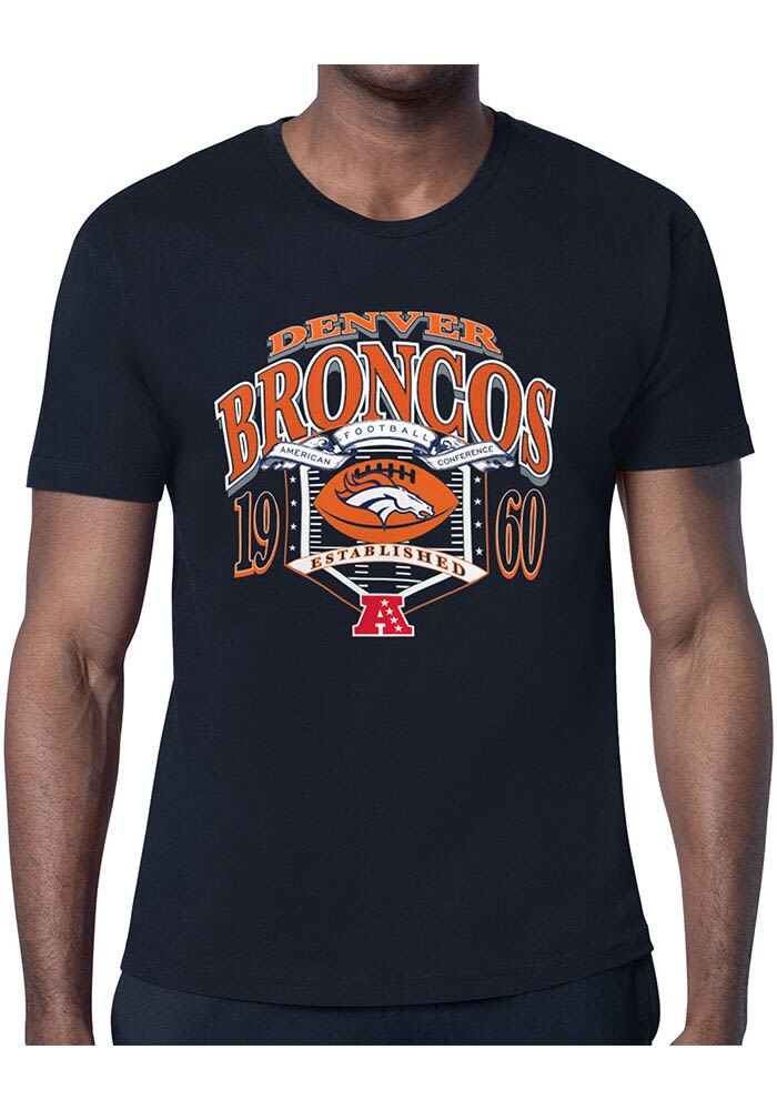 "Mile High 'Til The Day I Die" T-Shirt - Denver Football Fan Shirt, Navy Blue, 100% Cotton, Small (Sizes SM-5XL)