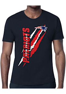 Starter New England Patriots Navy Blue Color Scratch Short Sleeve T Shirt